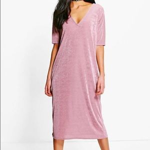 Boohoo White column slinky dress
